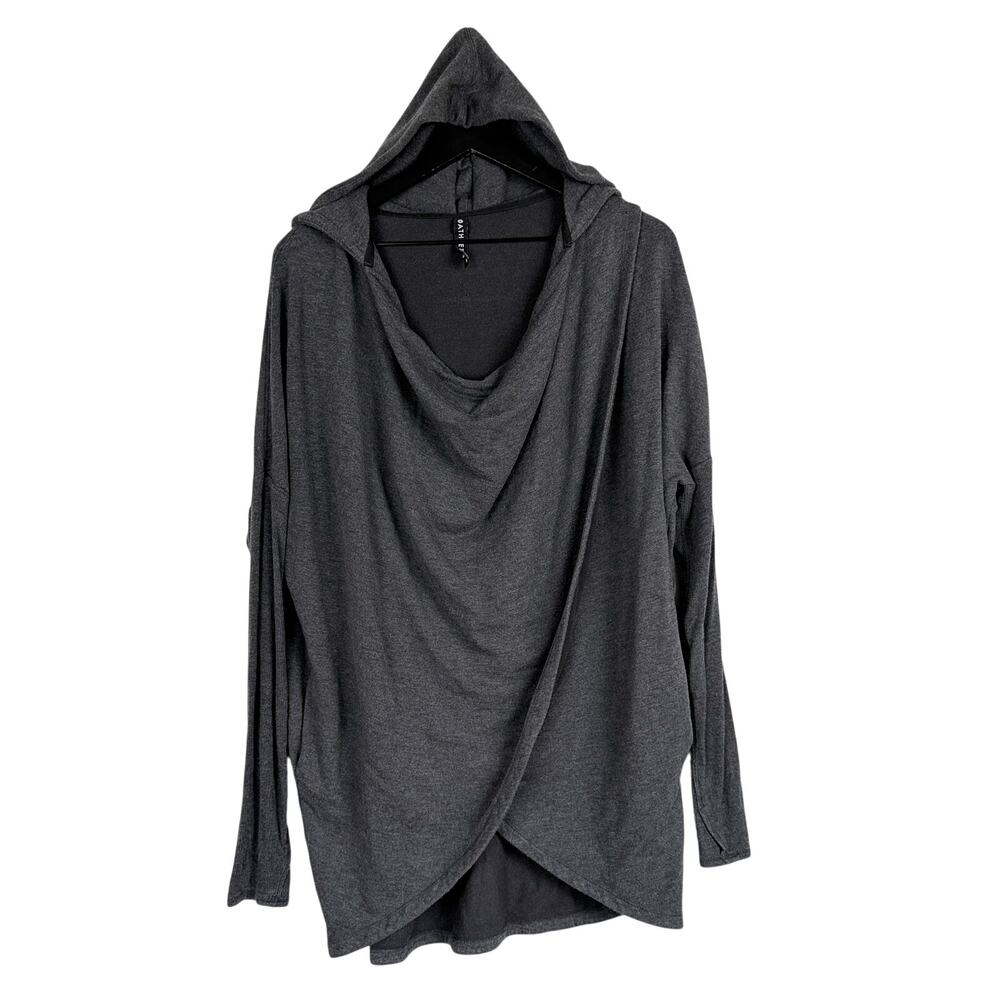 Athleta Hooded Purana Wrap Sweatshirt Draped Gray - M